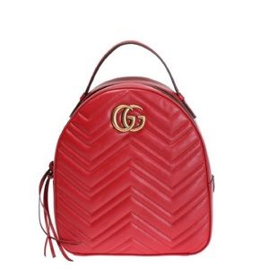 GG Marmont' Quilted Red Matelassé Leather Backpack